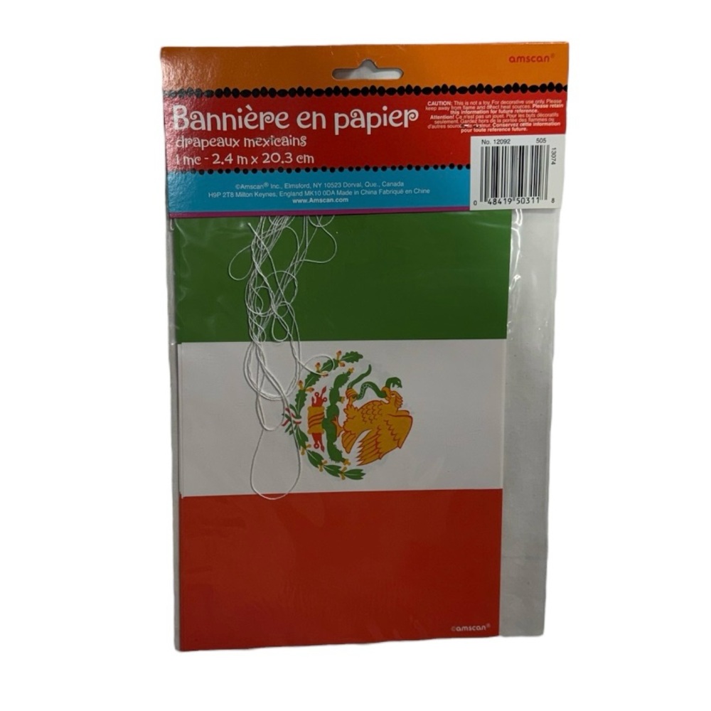Amscan Mexican flag paper banner 8ft x 8in brand new in packaging never opened! - Picture 3 of 6